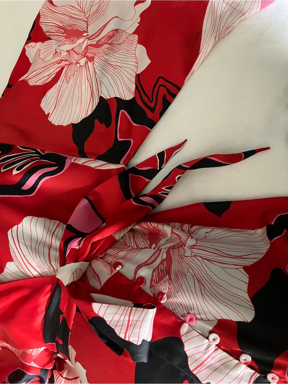 Zara Red Pink Black Floral Wrap Dress - Picture 3 of 5